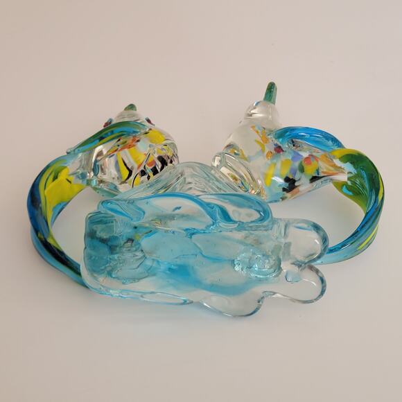 Vintage Hand Blown Tropical Bird Parrots Cockatoos on the branch Murano Style - Picture 9 of 16